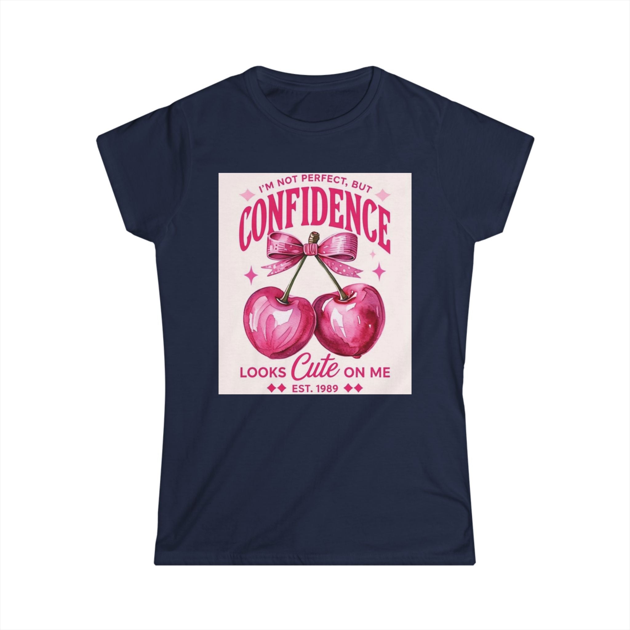 Confidence Looks Cute On Me Tee — Retro Pink Cherries & ‘Baddie’ Graphic Women's T-Shirt