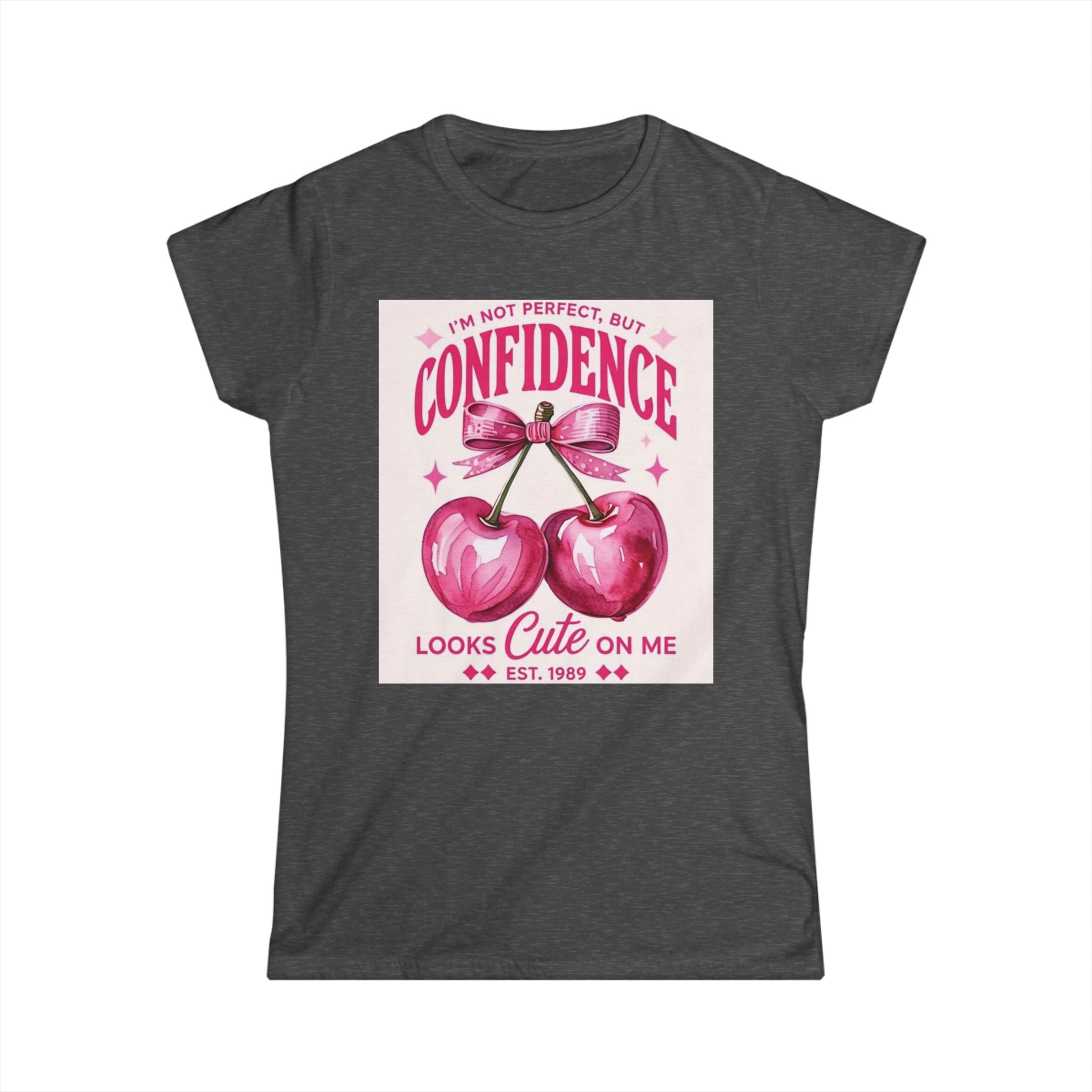 Confidence Looks Cute On Me Tee — Retro Pink Cherries & ‘Baddie’ Graphic Women's T-Shirt