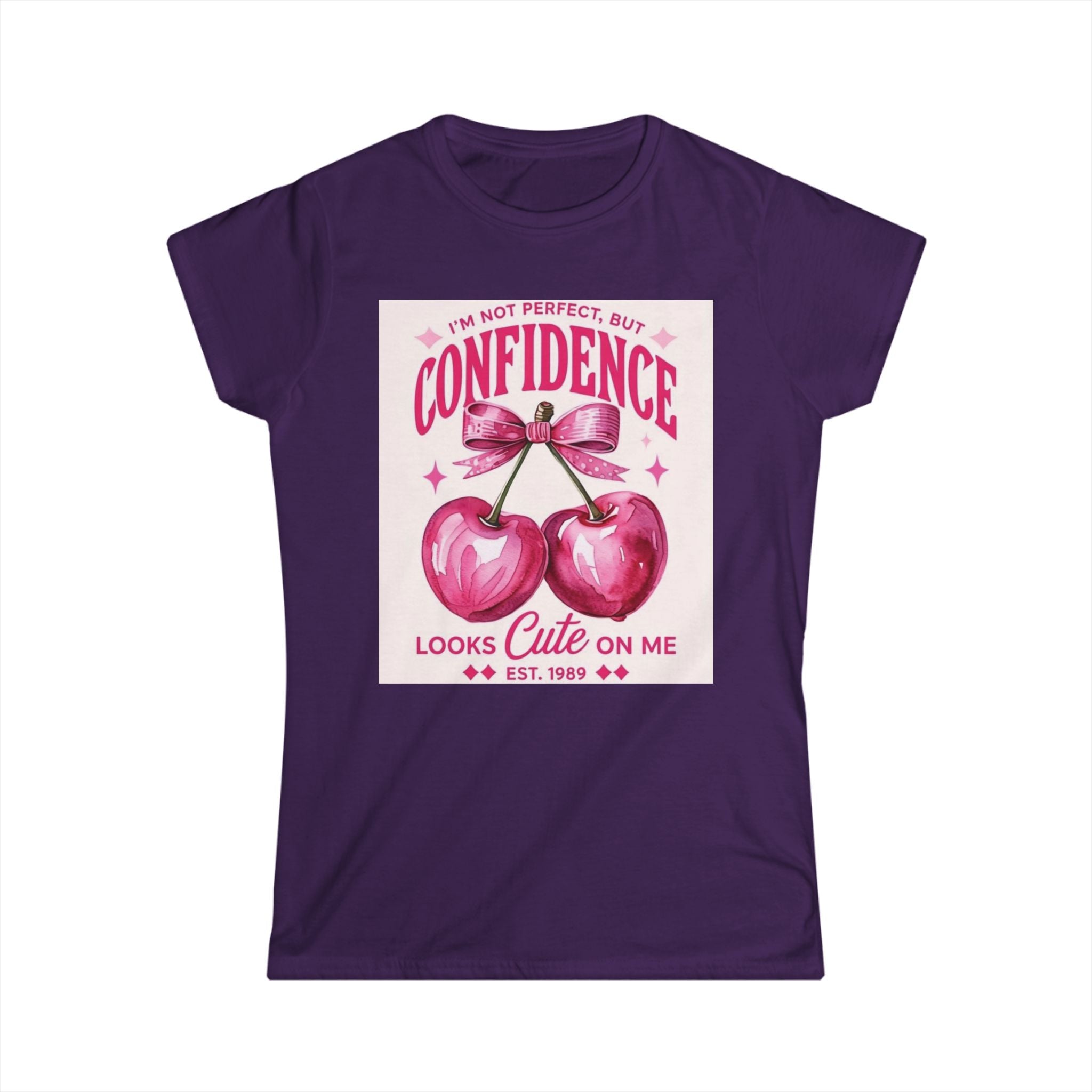 Confidence Looks Cute On Me Tee — Retro Pink Cherries & ‘Baddie’ Graphic Women's T-Shirt