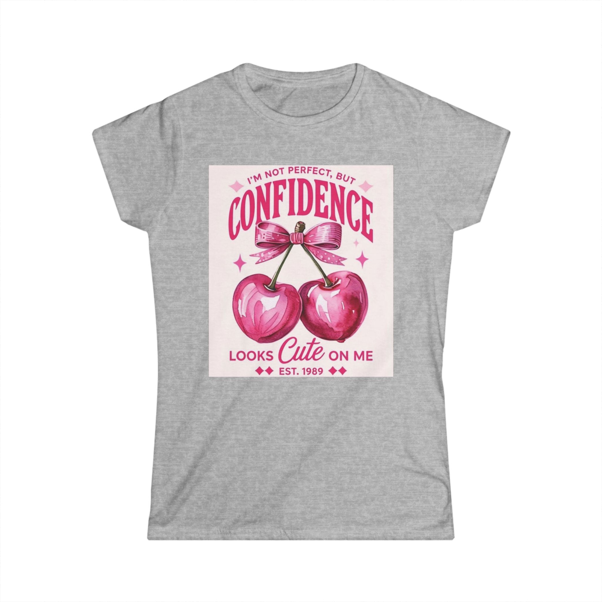 Confidence Looks Cute On Me Tee — Retro Pink Cherries & ‘Baddie’ Graphic Women's T-Shirt