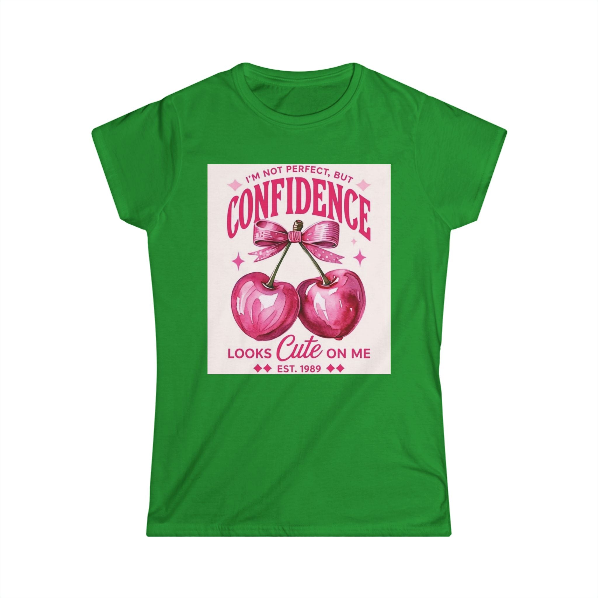 Confidence Looks Cute On Me Tee — Retro Pink Cherries & ‘Baddie’ Graphic Women's T-Shirt