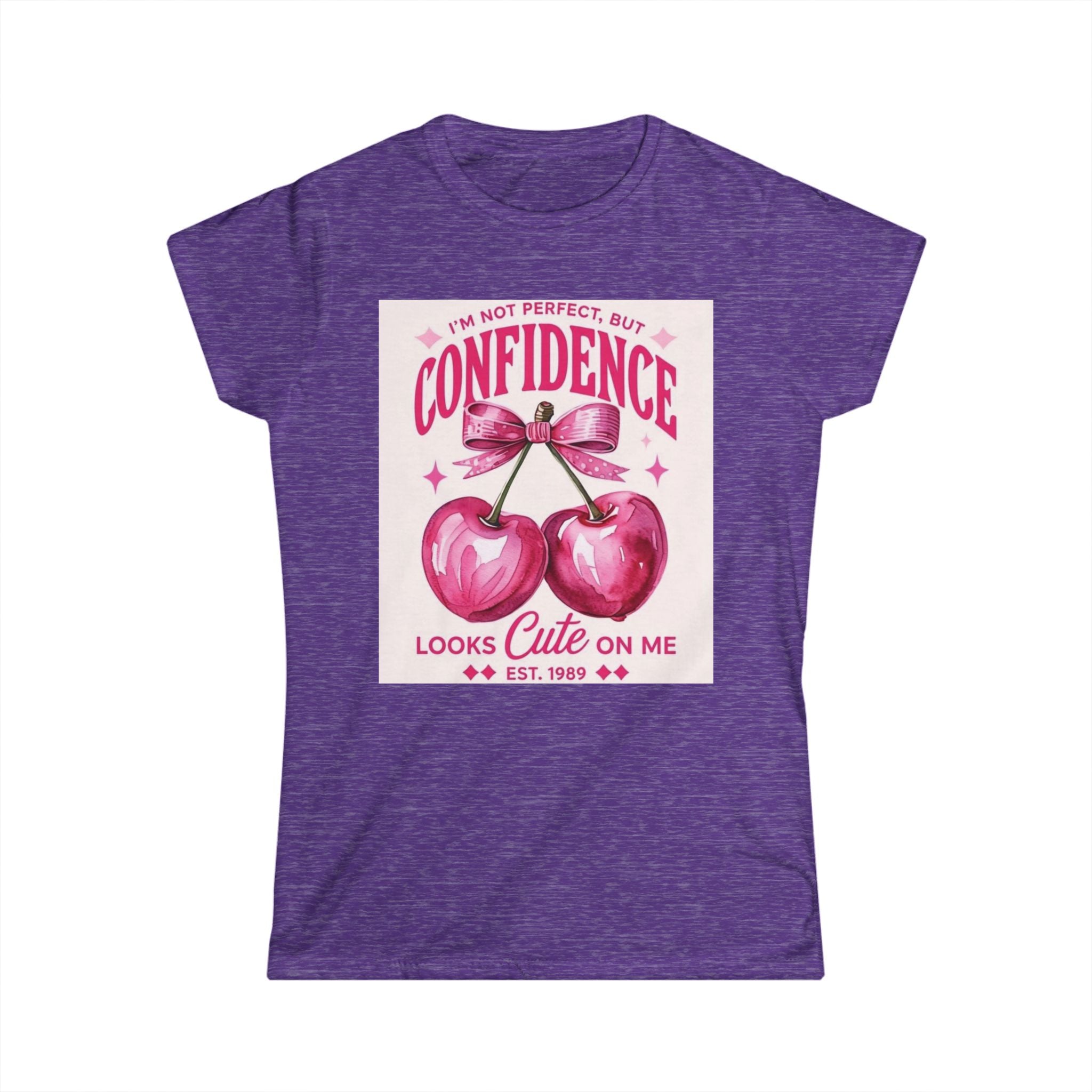 Confidence Looks Cute On Me Tee — Retro Pink Cherries & ‘Baddie’ Graphic Women's T-Shirt