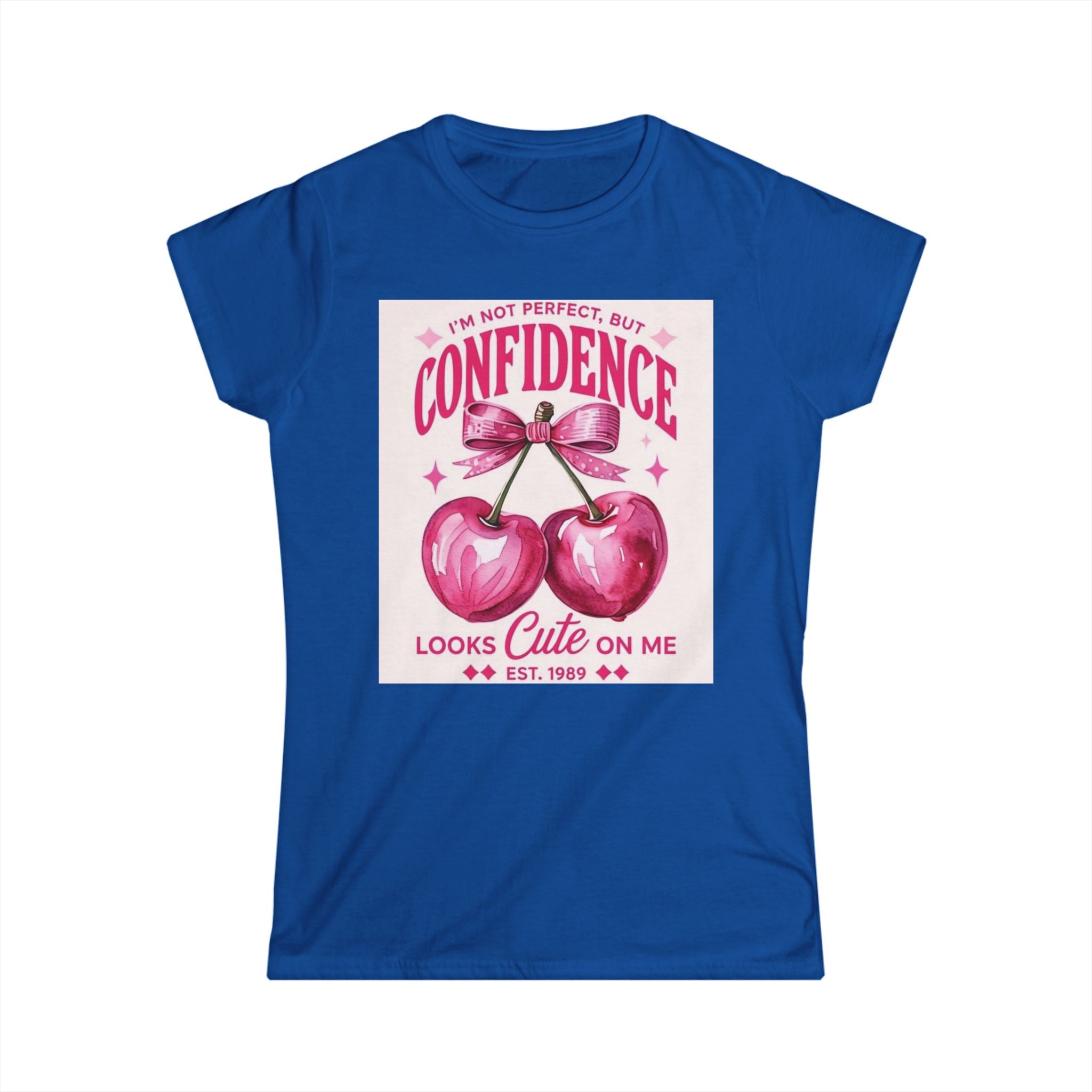 Confidence Looks Cute On Me Tee — Retro Pink Cherries & ‘Baddie’ Graphic Women's T-Shirt