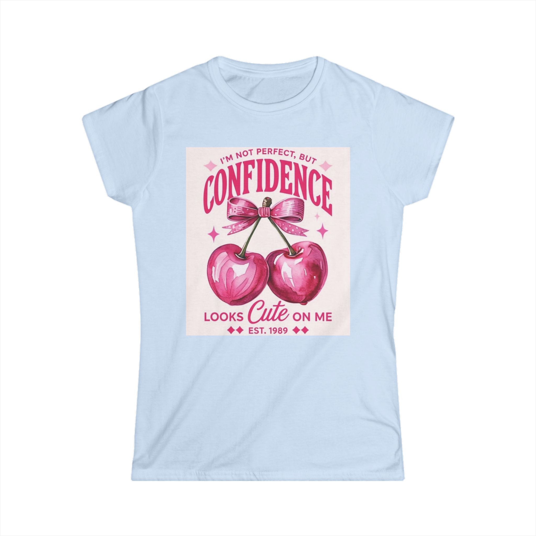 Confidence Looks Cute On Me Tee — Retro Pink Cherries & ‘Baddie’ Graphic Women's T-Shirt