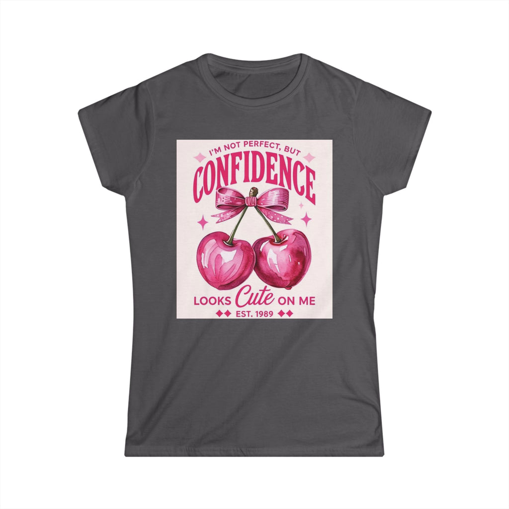 Confidence Looks Cute On Me Tee — Retro Pink Cherries & ‘Baddie’ Graphic Women's T-Shirt
