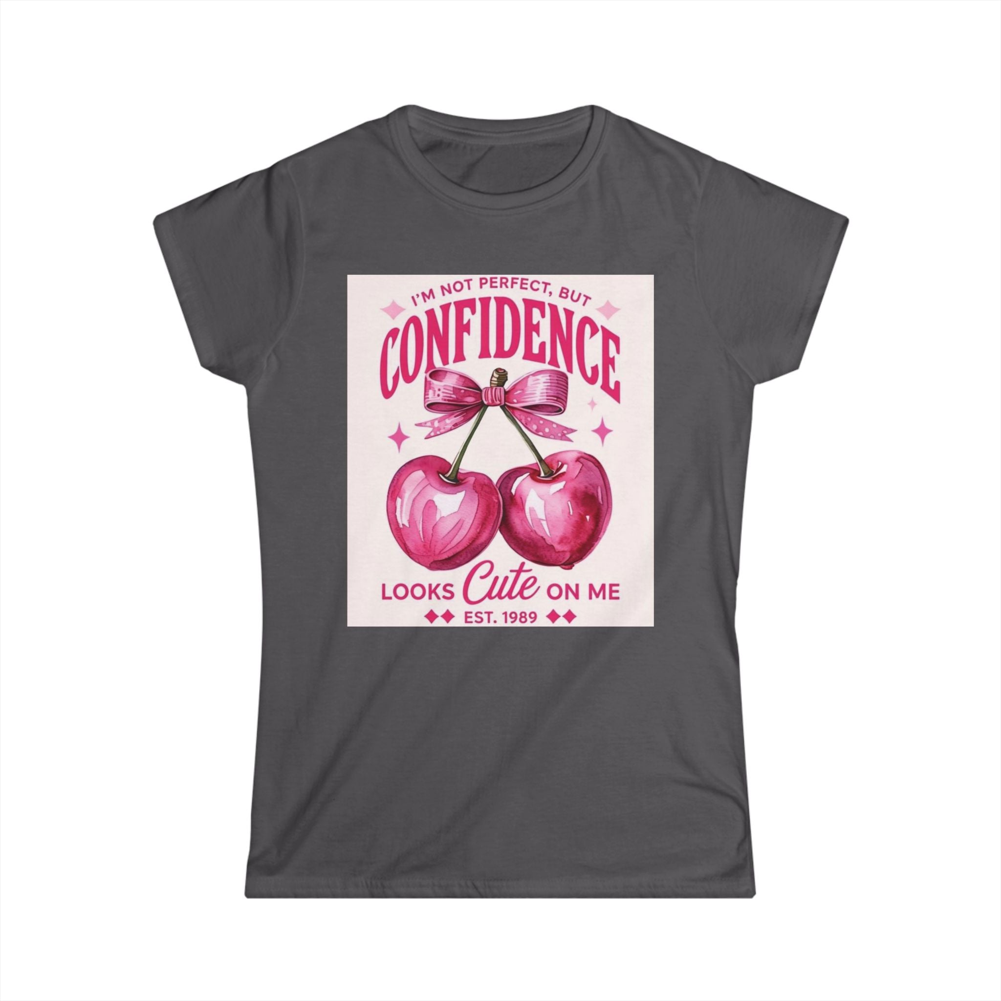 Confidence Looks Cute On Me Tee — Retro Pink Cherries & ‘Baddie’ Graphic Women's T-Shirt