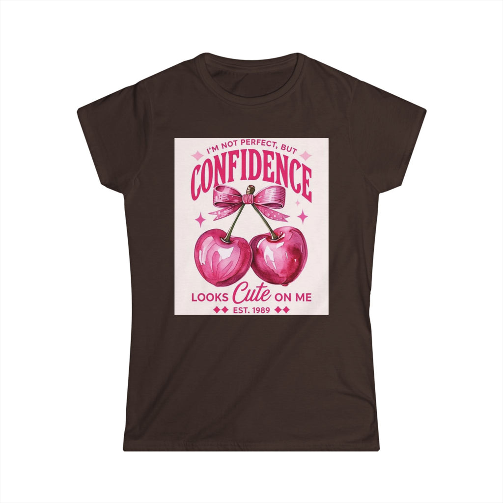 Confidence Looks Cute On Me Tee — Retro Pink Cherries & ‘Baddie’ Graphic Women's T-Shirt