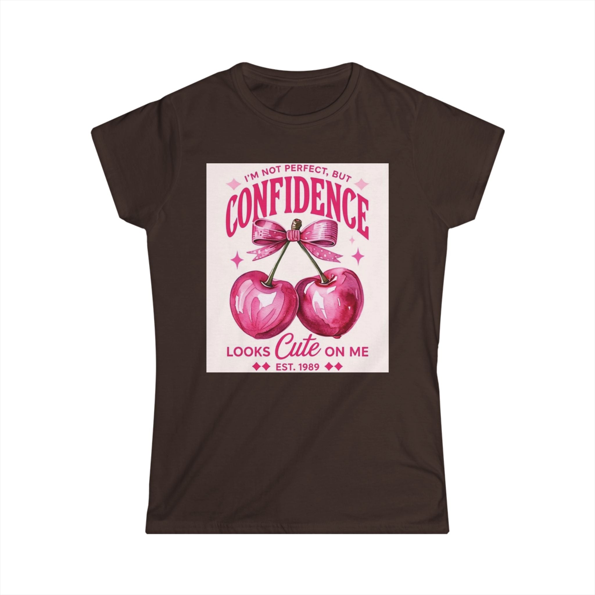 Confidence Looks Cute On Me Tee — Retro Pink Cherries & ‘Baddie’ Graphic Women's T-Shirt